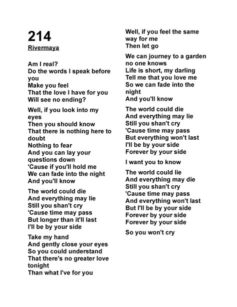 Unknown lyrics: 214 song lyrics .
